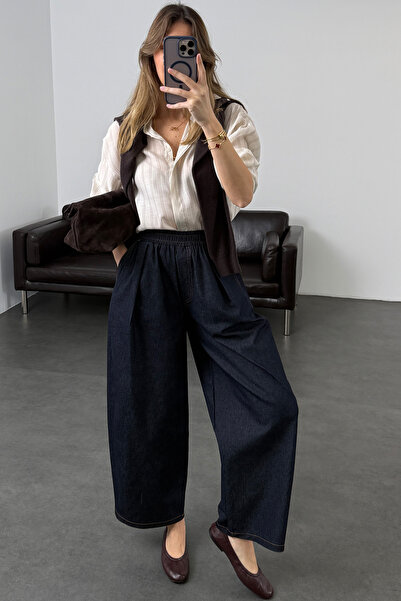 5in1Canpolat Rins Washable Elastic Waist Barrel Pants 11636