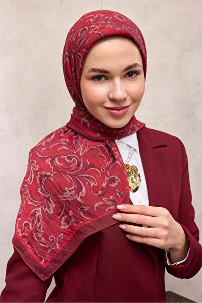 Silk Home وشاح فيسكوز فيلورا للفصول الأربعة بنمط زهور الباروك باللون الأحمر ا...