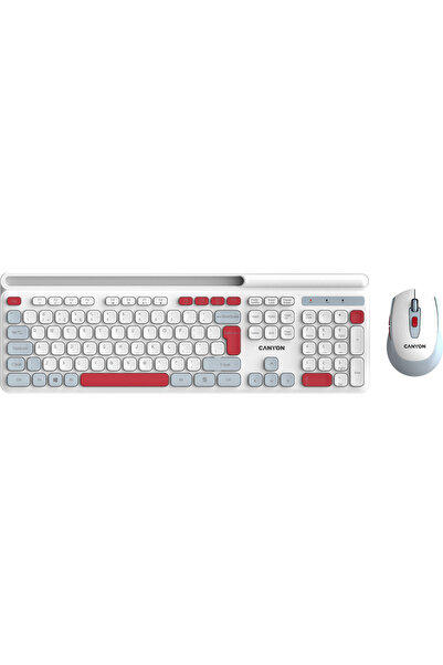CANYON CNS-HSETW5WT USB Wireless, White-Red + Mouse Optic