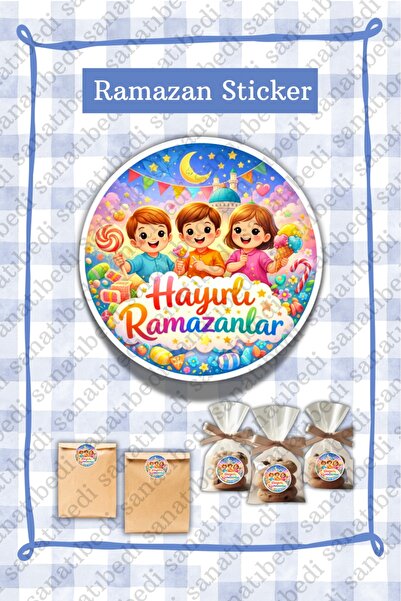 sanatıbedi Hayırlı Ramazanlar Temalı Çocuk Sticker - Ramazan Hediye Paketleme...