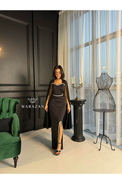 Warazan Elegant evening dress with long sleeves