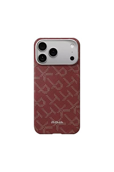 PITAKA iPhone 17 Pro Case, Ultra-Slim, PitaTap™, Monogram-Gold/Red