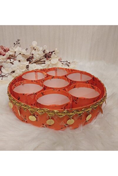 Fun Moment Serving tray in orange color, suitable for Eid, size 25 cm x 5 cm