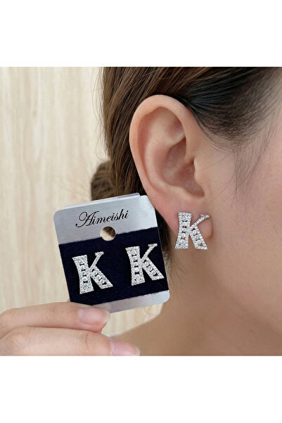 Ervalina Zircon Stone Letter Earrings