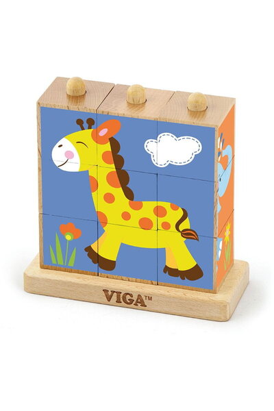 Viga Blocuri de puzzle din lemn pe suport Zoo