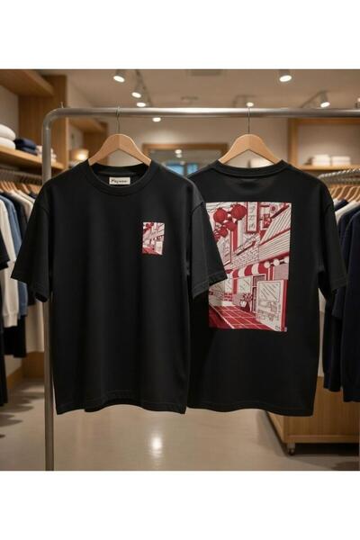 playwear تي شيرت Jabonya Street Red للظهر والصدر مطبوع 100% قطن ذو قصة عادية ...
