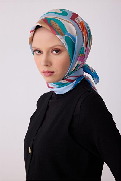 Belli Tivil Pure Silk Scarf IST 4318 - 34 Μπλε Αφηρημένο Σχέδιο Γραμμών
