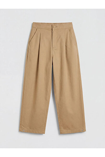 LC Waikiki Lcw Kids Beige Pleated Girls Gabardine Trousers