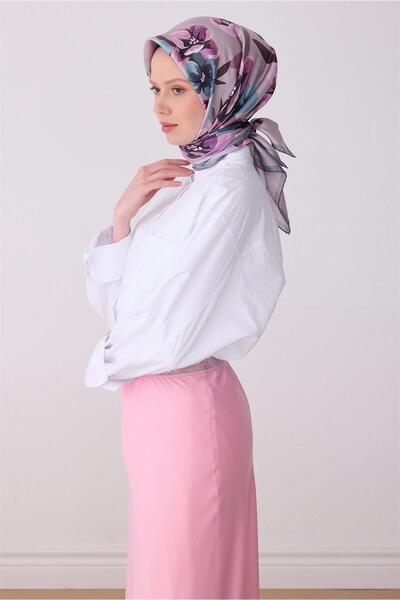 Belli Μαντήλι Tivil Pure Silk IST 4330 - 85 Λιλά Σχέδιο Λουλουδιών