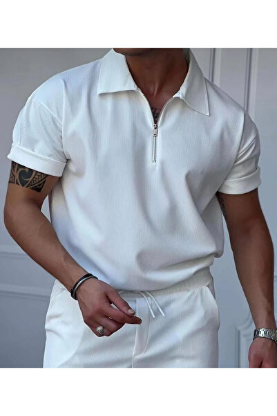 Risil-Nu Company Corded Fabric Half Zipper Ottoman Premium Fabric Polo Collar...