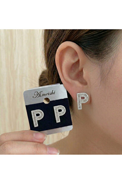 Ervalina Zircon Stone Letter Earrings