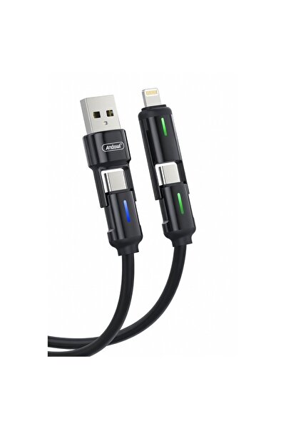 Andowl Multifunctional 4 in 1 USB/Type-C to Type-C/Iphone Charging Cable 60W