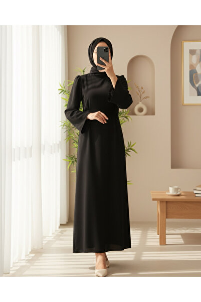 COjans فستان بياقة حكم وحزام الخصر - أسود