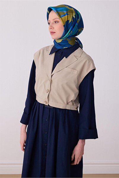 Belli Μοτίβο λουλουδιών σε μπλε ναυτικό 100% Twill Μετάξι Κασκόλ 4303-80