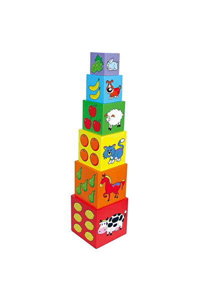 Viga Cuburi piramidale educative din lemn pentru copii
