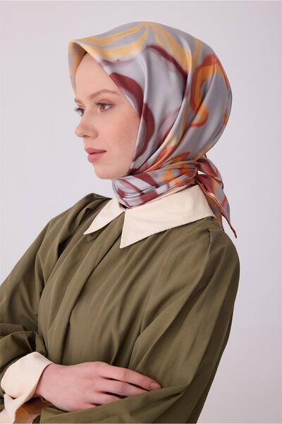 Belli Πορτοκαλί Αφηρημένο Σχέδιο 100% Μεταξωτό Φουλάρι Τουίλ 4301-35