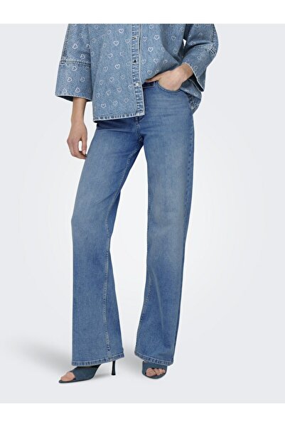ONLY Women's Blue Onlhannah Ex Hw Wide Dnm Taı Epp Jean 15341707-Mediumblu
