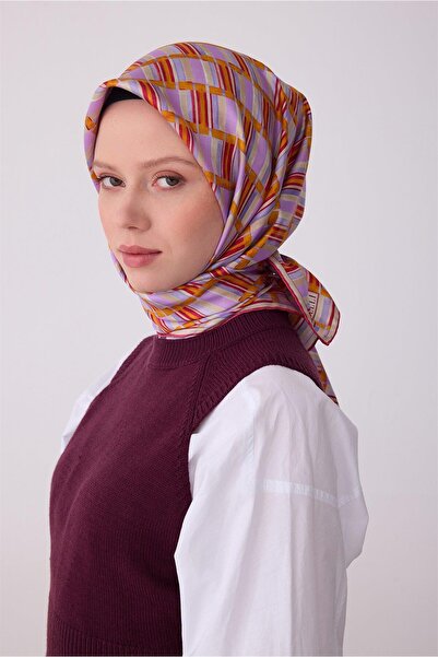 Belli Μαντήλι Tivil Pure Silk IST 4302 - 53 Λιλά με Γεωμετρικό Σχέδιο