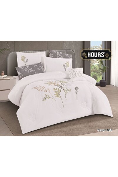 HOURS Coral Luxury Guest Bedspread Set (Double, 8 Pieces): Elegant Embroidery...
