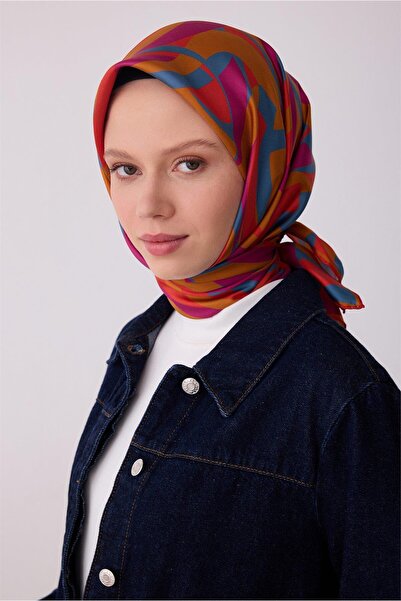 Belli Πολύχρωμο γεωμετρικό σχέδιο με πλακάκια 100% μεταξωτό μαντήλι twill 432...