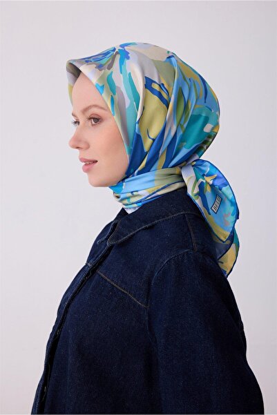 Belli Μαντήλι Tivil Pure Silk IST 4315 - 83 Μπλε και κίτρινο σχέδιο λουλουδιών