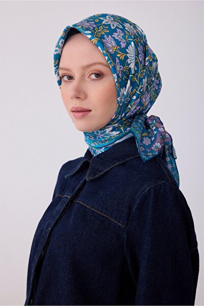 Belli Μπλε έθνικ σχέδιο 100% Τουίλ Μετάξι Κασκόλ 4314-52