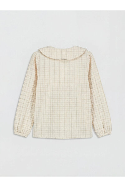 LC Waikiki LCW Kids Ekru Ekose Poplin Kız Çocuk Gömlek