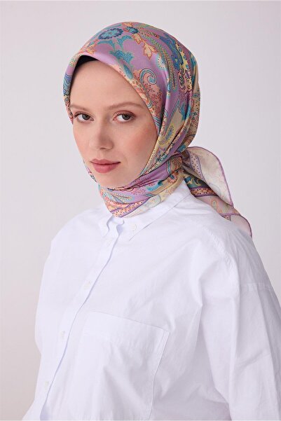 Belli Ροζ Πολύχρωμο Εθνοτικό Σχέδιο 100% Μεταξωτό Φουλάρι Twill 4304-80