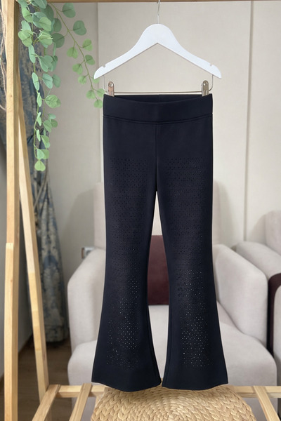 bebekstra Kız Çocuk İspanyol Paça Taşlı Tayt Pantolon