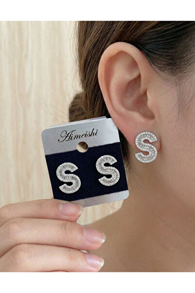 Ervalina Zircon Stone Letter Earrings