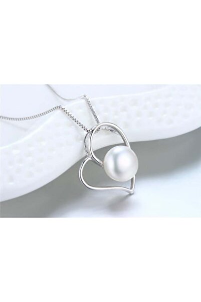 genernic Heart Necklace in Sterling Silver with Natural Pearl and High-Qualit...