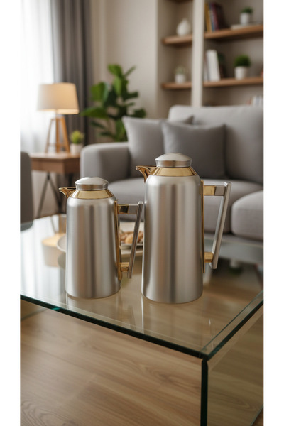 Generic Elegant design tea and coffee thermos set, 1 liter/600 ml