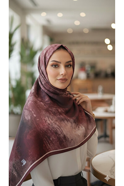 VALURESS Bordo Pamuklu etnik Desenli Dijital Bambu Soft Şal, Yumuşak Dokulu, ...