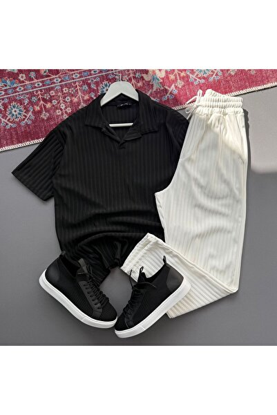 KONSEPT35 Men's Polo Collar Lycra Ottoman Fabric Lower and Upper Set