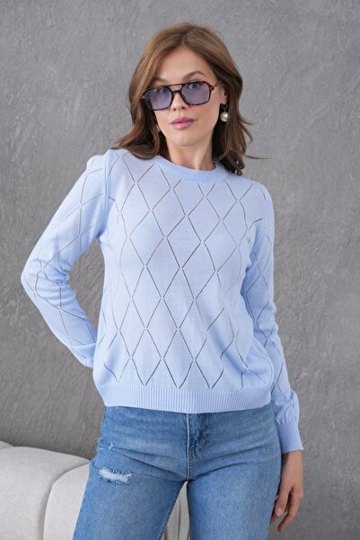 Noi Belis Crew Neck Diamond Patterned Knitwear Blouse Ss26Bz0042