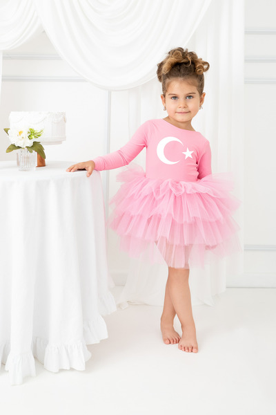 sara tasarım 23 nisan Pembe Kız Çocuk kıyafetleri - 29 Ekim Gösteri Elbiseler...