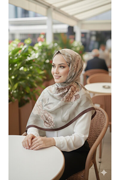 VALURESS Kahve Pamuklu etnik Desenli Dijital Bambu Soft Şal, Yumuşak Dokulu, ...