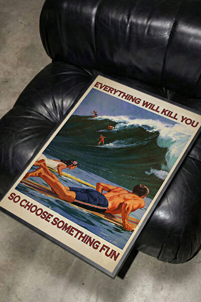Siyah Çerçeveli Modern Dekoratif Poster Tablo – Surf | Retro Koleksiyonu