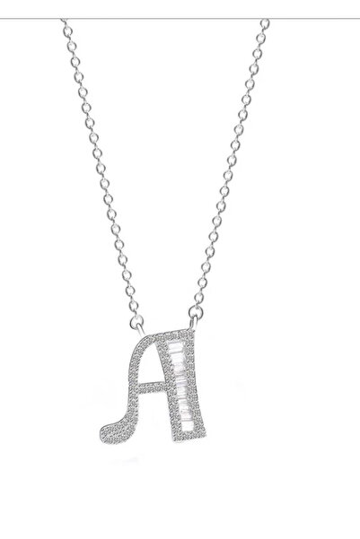 SPARKLES Crystal Letter A Pendant Chain 925 Silver