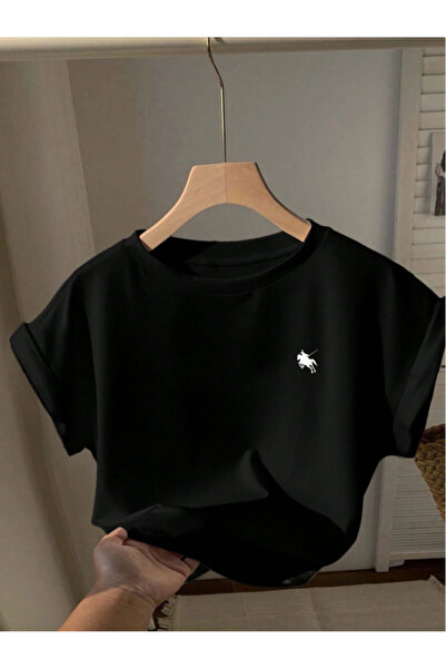 Framgan Unısex Erkek/Kadın Özel At Simgeli Yuvarlak Yaka T-Shirt