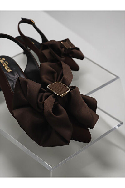 HFKY Women's Short Heeled Pointed Toe Shoes. Evening Dress Shoes with Bow Acc...