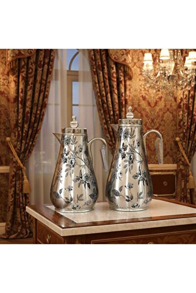Louvre "Royal Flowers" silver thermos set with a classic design