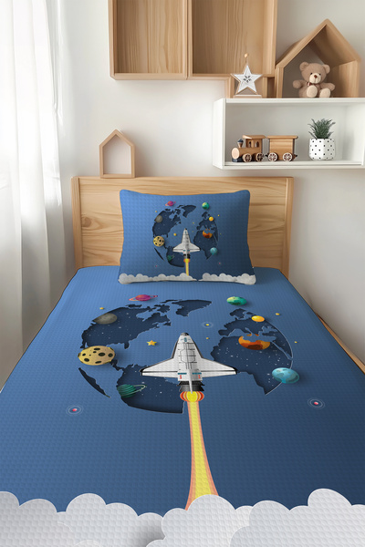 Talia Home عربة الفضاء منقوش للأطفال طقم بنمط البيكيه TLAP-339