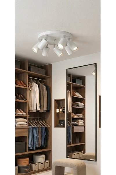 demet habek mylights 7 li GU10 LED Spot Avize Beyaz Gövde Krom Detay Modern T...