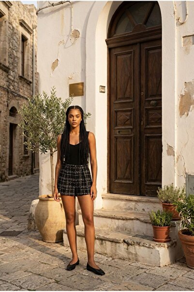 NEW STATION Remoda tweed fabric shorts