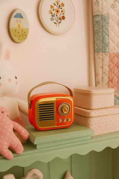 FeyzaDesign Retro Turuncu Radyo Tarzında Kablosuz Bluetooth Hoparlör