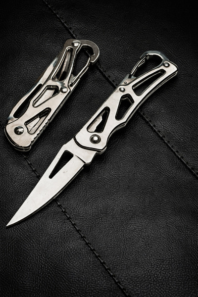 HAKİ Mini Gümüş Renk Katlanır Çakı Paslanmaz Çelik Anahtarlık Çakı