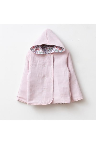 tinibud Anti-Sweat Reversible Girls' Raincoat 2-5 Years Old 100% Cotton Muslin Lined