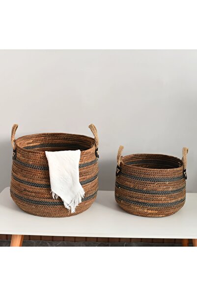 ETERNAL SUNSHINE Natural Brown Round Basket Organizer & Decorative Room Organ...