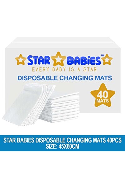 STAR BABiES بساط تغيير الحفاضات للاستخدام مرة واحدة - عبوة من 40 قطعة - أبيض